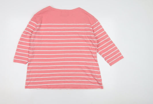 Charles Tyrwhitt Women's Pink Striped T-Shirt, Size 18