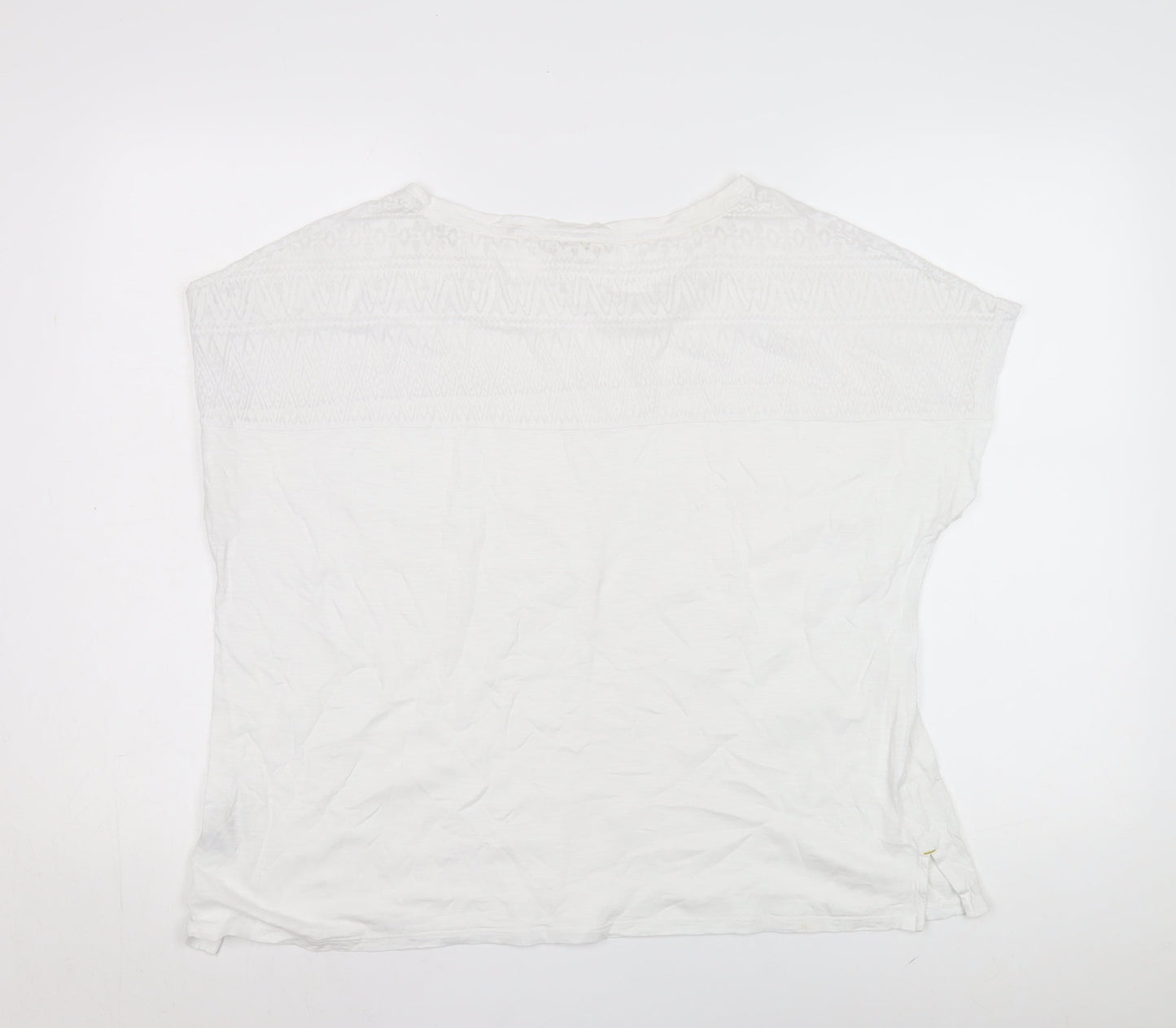 White Stuff Women's White Top, Size 18, Cotton Blend, Round Neck