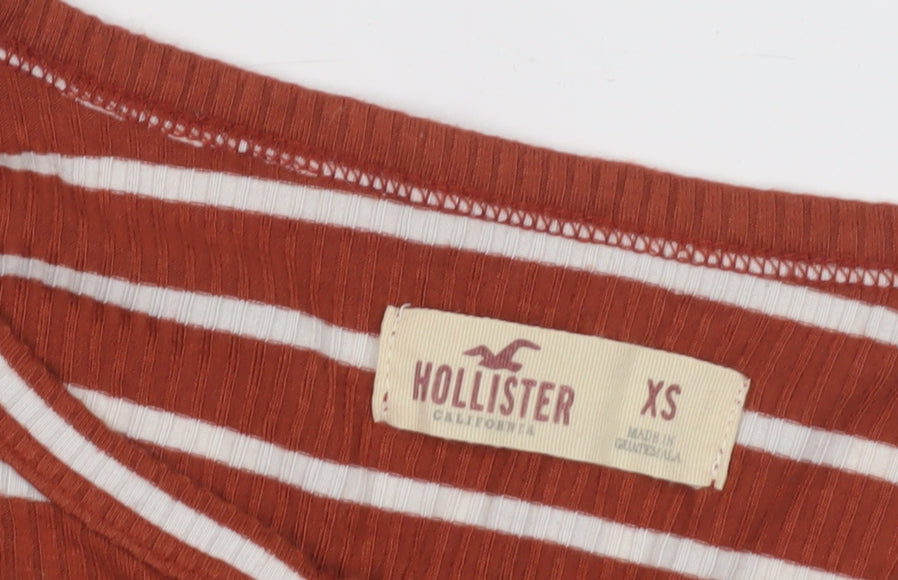 Hollister Women's Red Striped Ringer T-Shirt XS