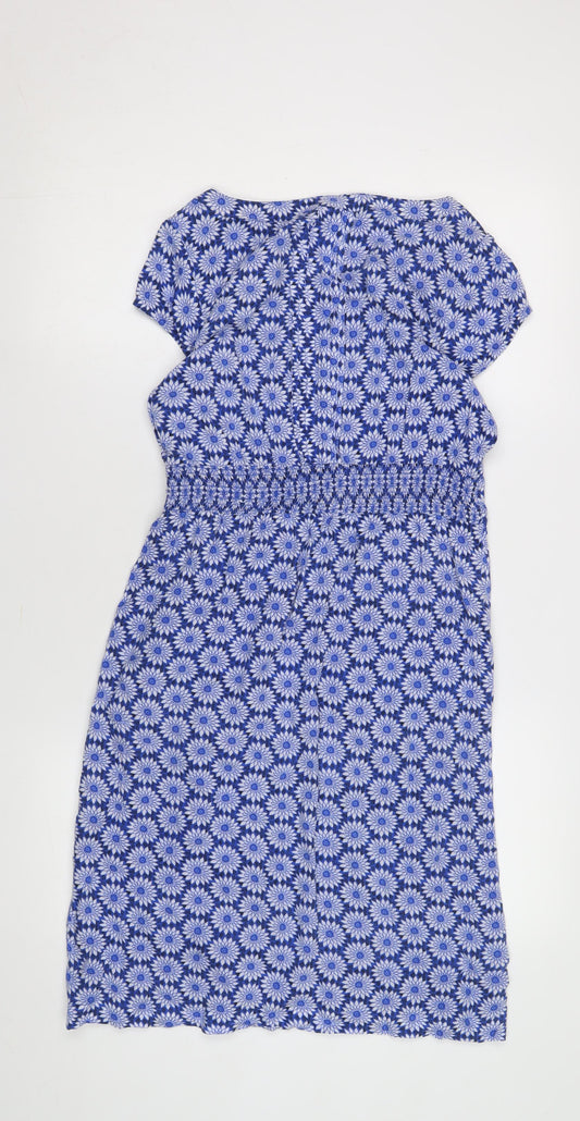 Weird Fish Women's Blue Floral Dress Size 10