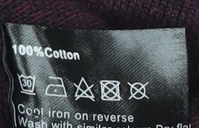 Brand and care label for Roman Women's Purple Long Sleeve Jumper, size S