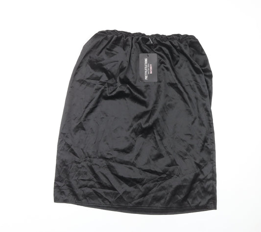 PrettyLittleThing Black Polyester Skirt Women UK 16