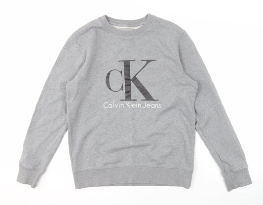 Calvin Klein Men's Grey Sweatshirt M Pullover Logo