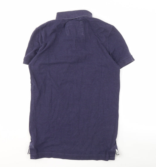 Superdry Men's Navy Cotton Polo Shirt M Pockets