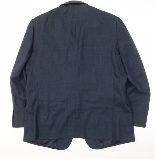 Jaeger Men's Blue Check Suit Jacket 48R Regular Fit