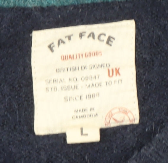 Fat Face Men's Blue Pullover Jumper, L, Crew Neck, Casual Winter Knit