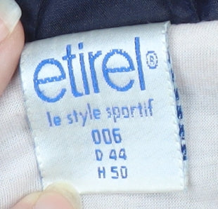Brand and care label for Etirel Men's Blue Windbreaker Jacket, size 44