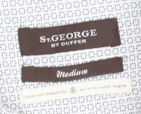 Brand and care label for St. George by Duffer Men's White M Button-Up Shirt