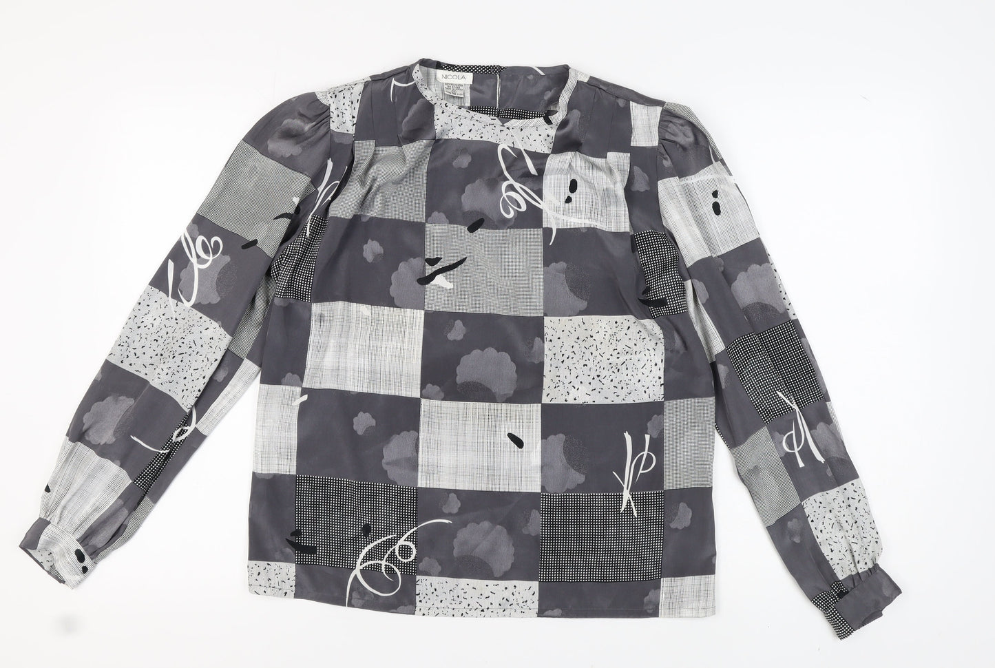 Nicola Women's Grey Geometric Blouse Size 10