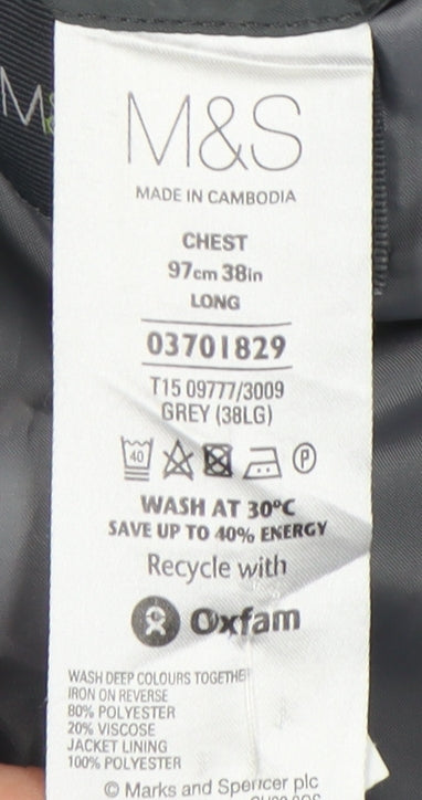 Marks and Spencer Men's Grey Long Blazer, Size 38L