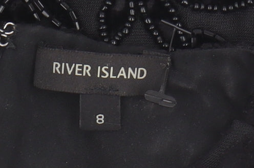 Brand and care label for River Island Black Cropped Beaded Blouse -, size 8