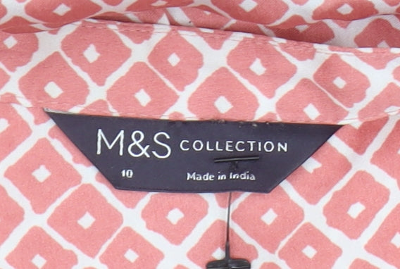 Marks and Spencer Women's Red Geometric Blouse Size 10
