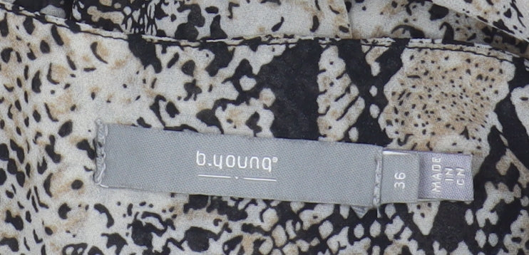 Brand and care label for b.young Women's Multicoloured Animal Print Blouse, size 8