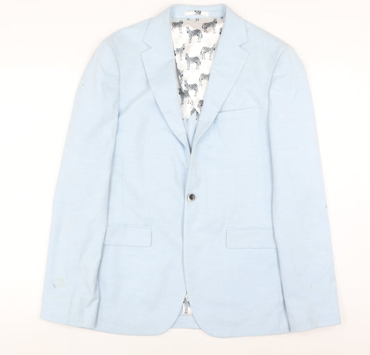 Moss London Mens Blue Slim Fit Blazer 40 Long