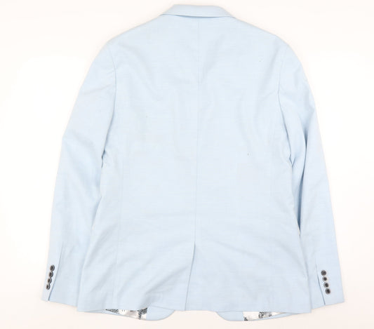 Moss London Mens Blue Slim Fit Blazer 40 Long