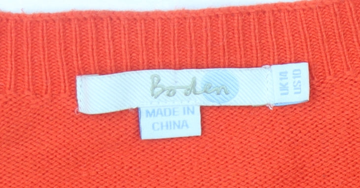 Boden Women's Orange Crew Neck Pullover Jumper Size 14