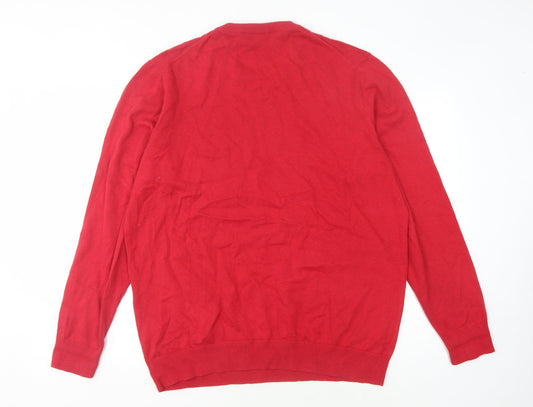 Crew Clothing Men's Red Cotton Logo Pullover Jumper 3XL