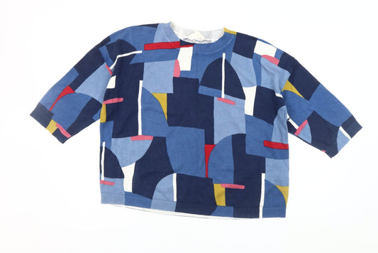 Seasalt Cornwall Women's Multicoloured Geometric Pullover 3/4 Sleeve Jumper Size 12
