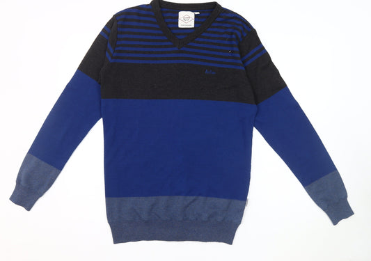 Additional front view of Lee Cooper men’s blue striped jumper l
