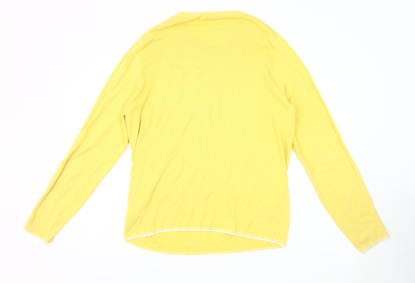 Massimo Dutti Women's Yellow Cotton Pullover Jumper L