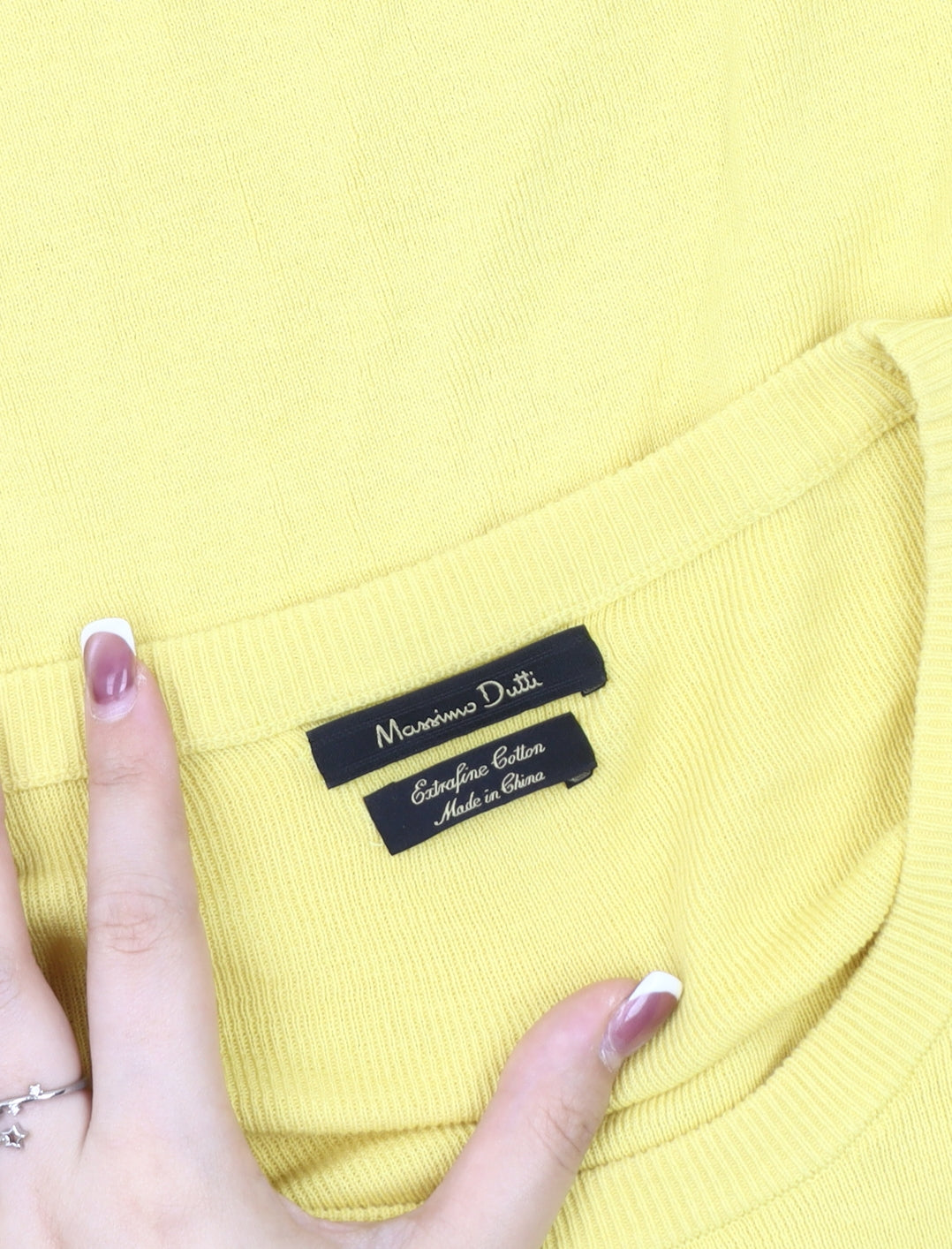 Massimo Dutti Women's Yellow Cotton Pullover Jumper L