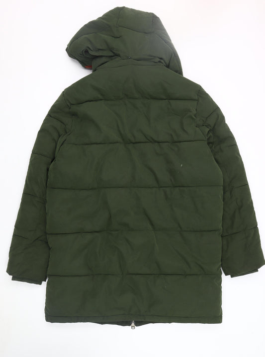 White Stuff Men's Green Puffer Jacket with Hood L