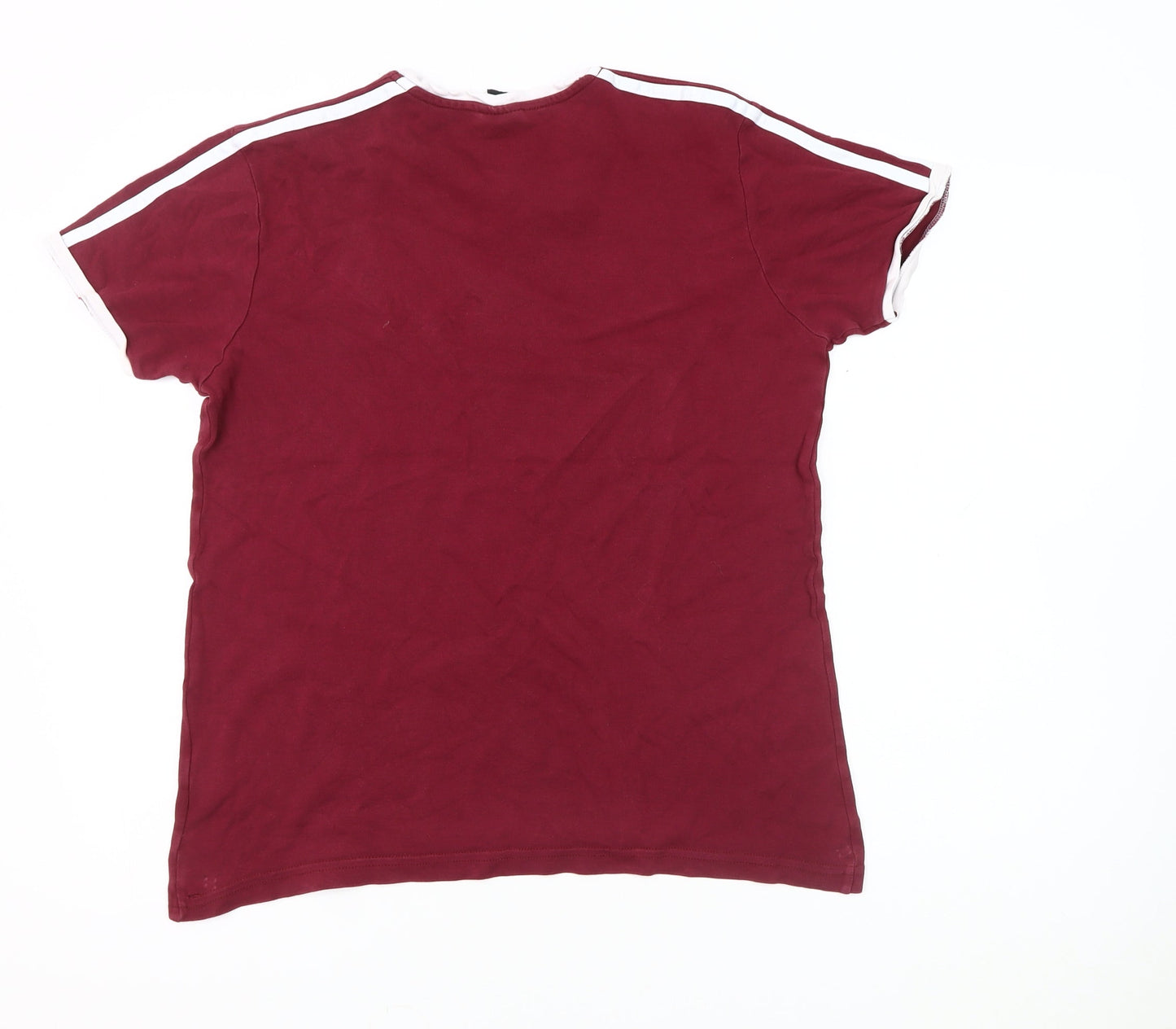 adidas Men's Red Crew Neck Logo T-Shirt Size M