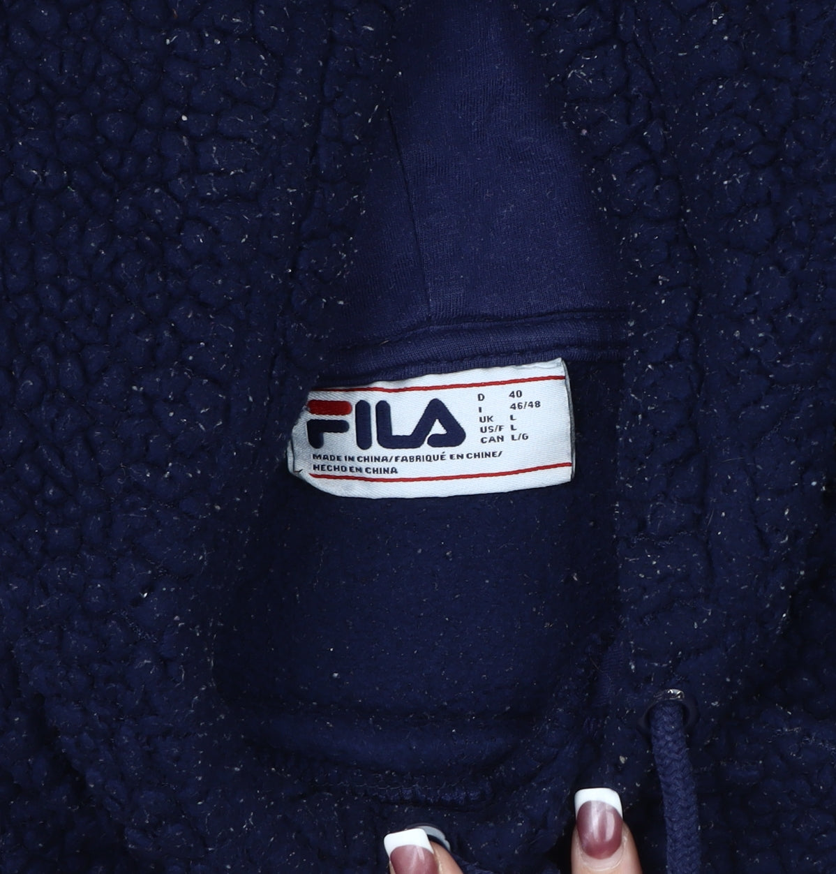 Fila Men's Blue Hoodie L - Fleece Pullover with Logo Accents