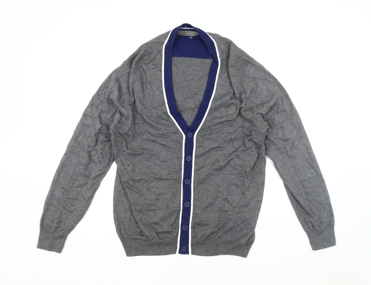 Jeff Banks Men's Grey V-Neck Cardigan, L, Classic Style