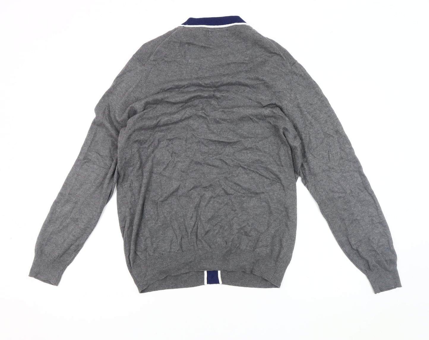 Jeff Banks Men's Grey V-Neck Cardigan, L, Classic Style