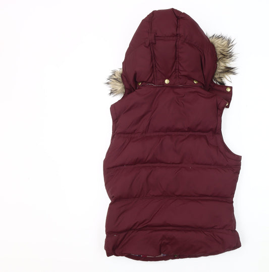 Jack Wills Women's Red Hooded Puffer Waistcoat Size 10