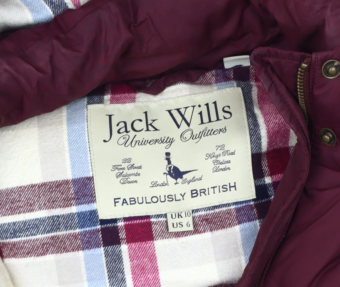 Jack Wills Women's Red Hooded Puffer Waistcoat Size 10