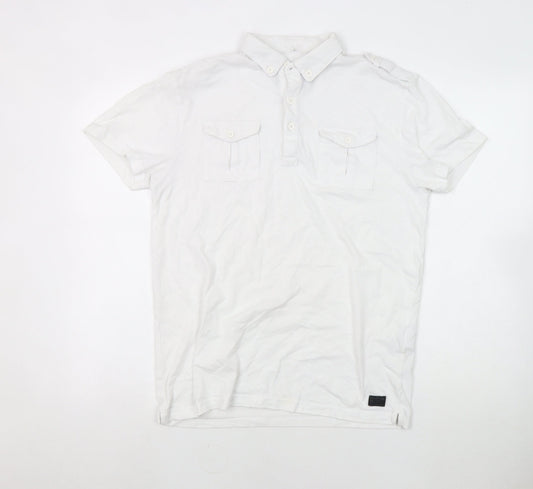 Firetrap Men's White Polo Shirt M Short Sleeve