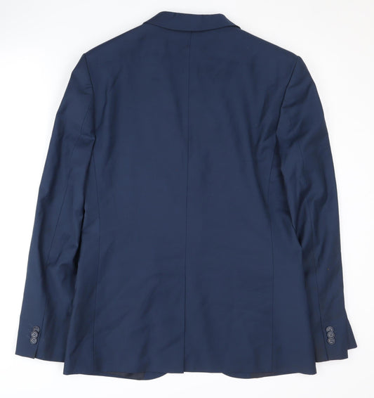 River Island Men's Blue Blazer, 40R, Polyester Wool