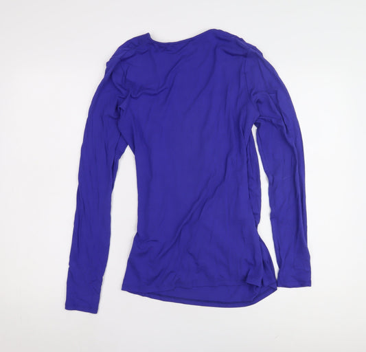 Boden Women's Blue Wrap V-Neck Long Sleeve Top