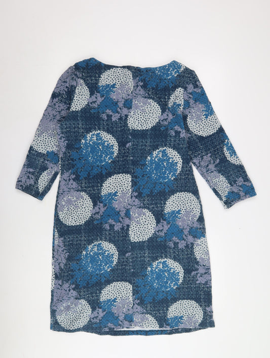 White Stuff Women's Blue Shift Dress, Size 12, Floral Retro