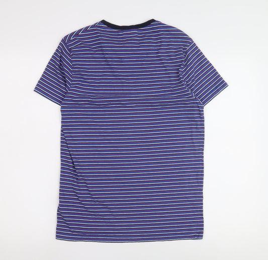 The Spitalfields Shirt Co Men's Medium Blue Striped T-Shirt