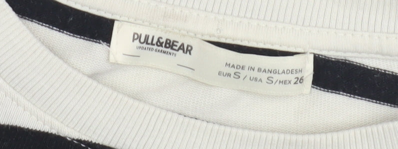 Pull & Bear Women's Striped T-Shirt, White, S, Jersey Top