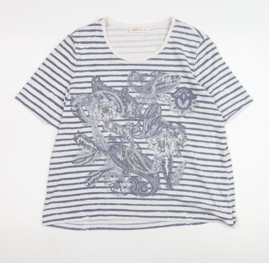 Womens UK Size 16 Betty Barclay Blue Cotton Blend T-Shirt