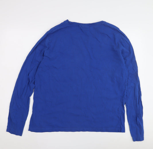 Lee Cooper Men's Blue XL Long Sleeve Cotton T-Shirt