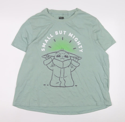 Unisex Adultss UK Size XL Star Wars Green Cotton T-Shirt