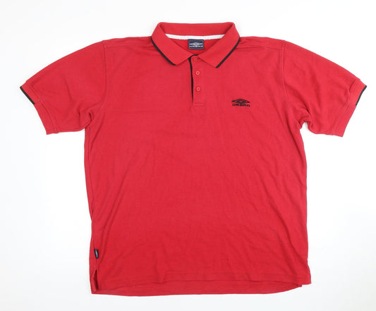 Umbro Men's Red Polo Shirt, Size L, Casual Style