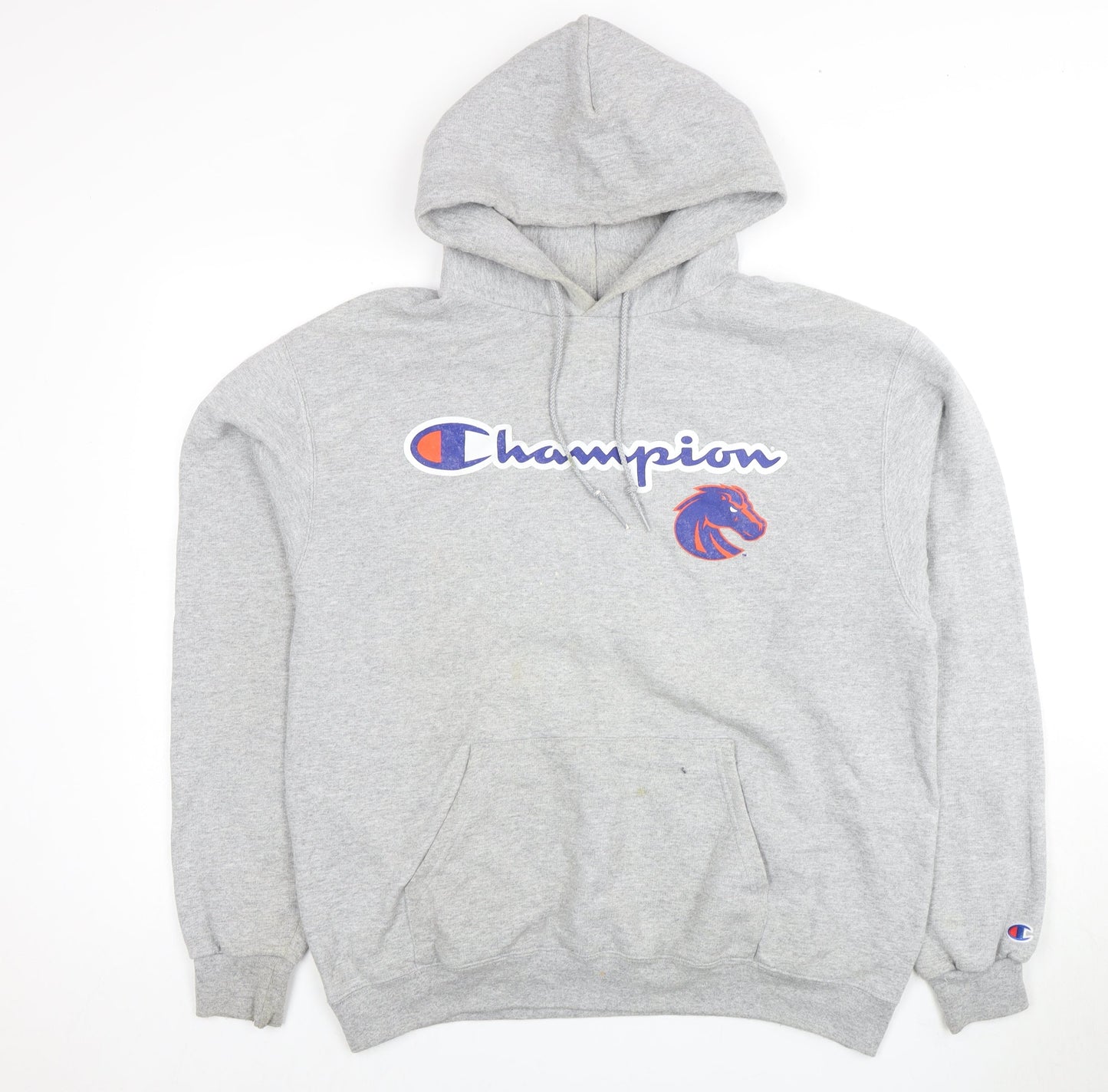 Champion Men's Grey Pullover Hoodie, Size L, Logo Design