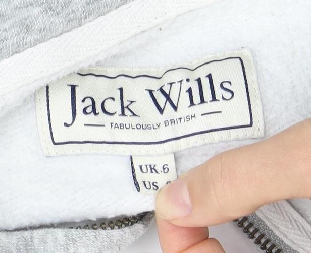 Jack Wills Women’s Grey Full Zip Hoodie, Size 6