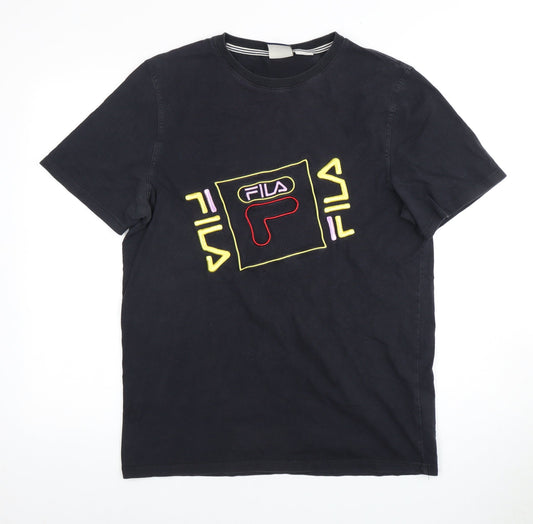 FILA Men's Black Graphic Print T-Shirt Size L