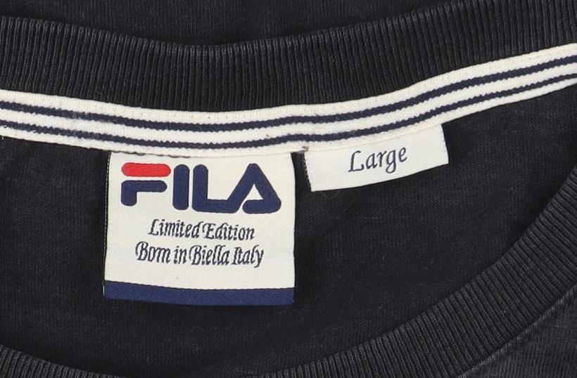 FILA Men's Black Graphic Print T-Shirt Size L