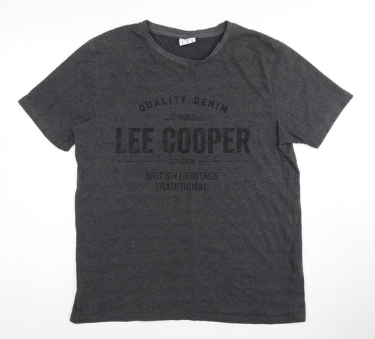 Additional front view of Lee Cooper Men's Grey Graphic Print T-Shirt L