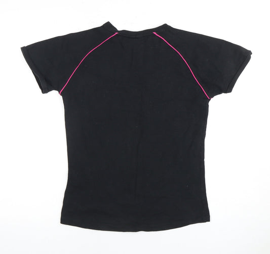 Fila Women's Black T-Shirt, L, Casual Crew Neck