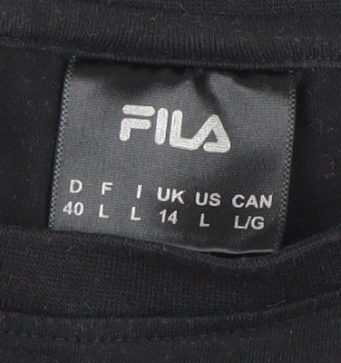 Fila Women's Black T-Shirt, L, Casual Crew Neck