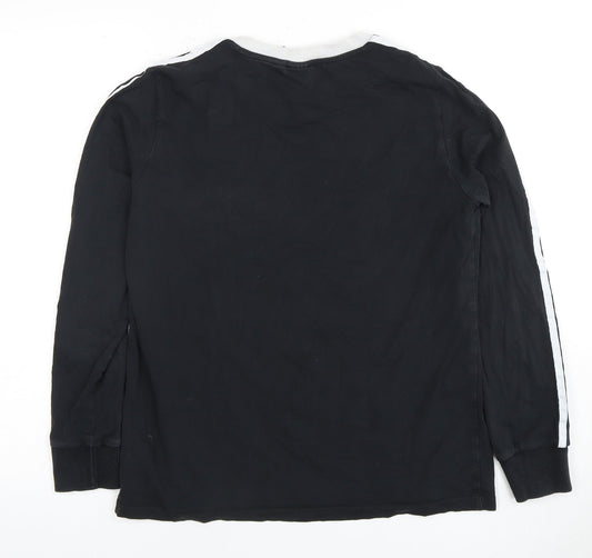 Adidas Unisex Black T-Shirt, Size 14 Long Sleeve Jersey